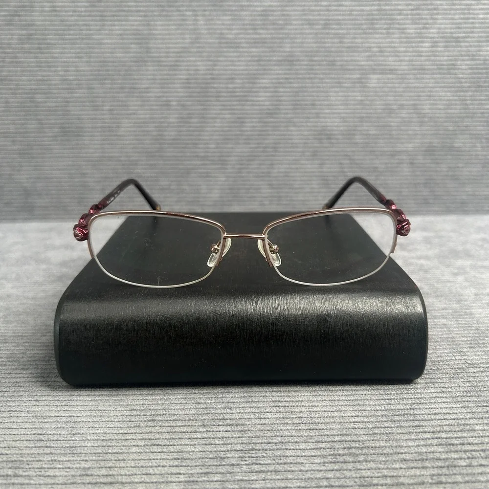 Laura Ashley Aerin Semi Rimless Y2k Eyeglass Frames Burgundy Rose Gold 53-16-130